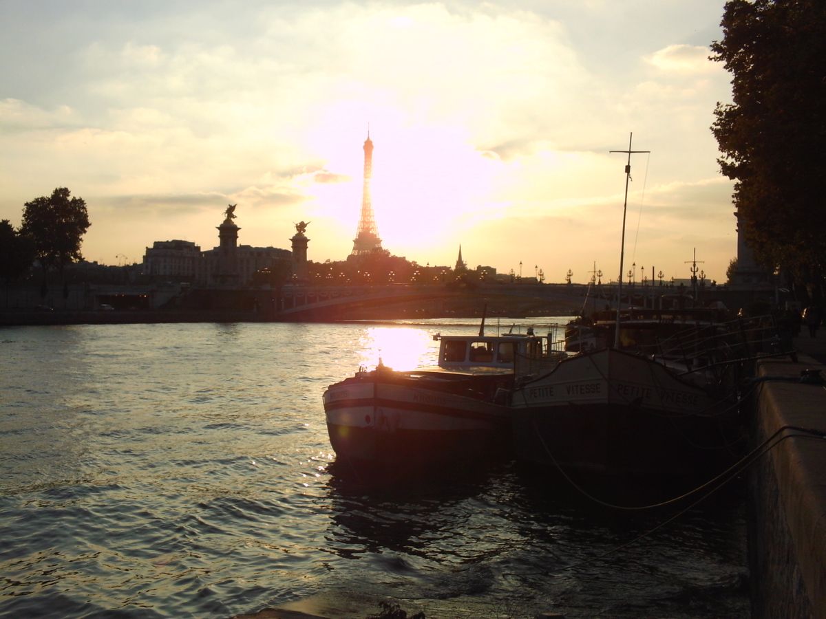 Evening Barges on the River Seine, Paris