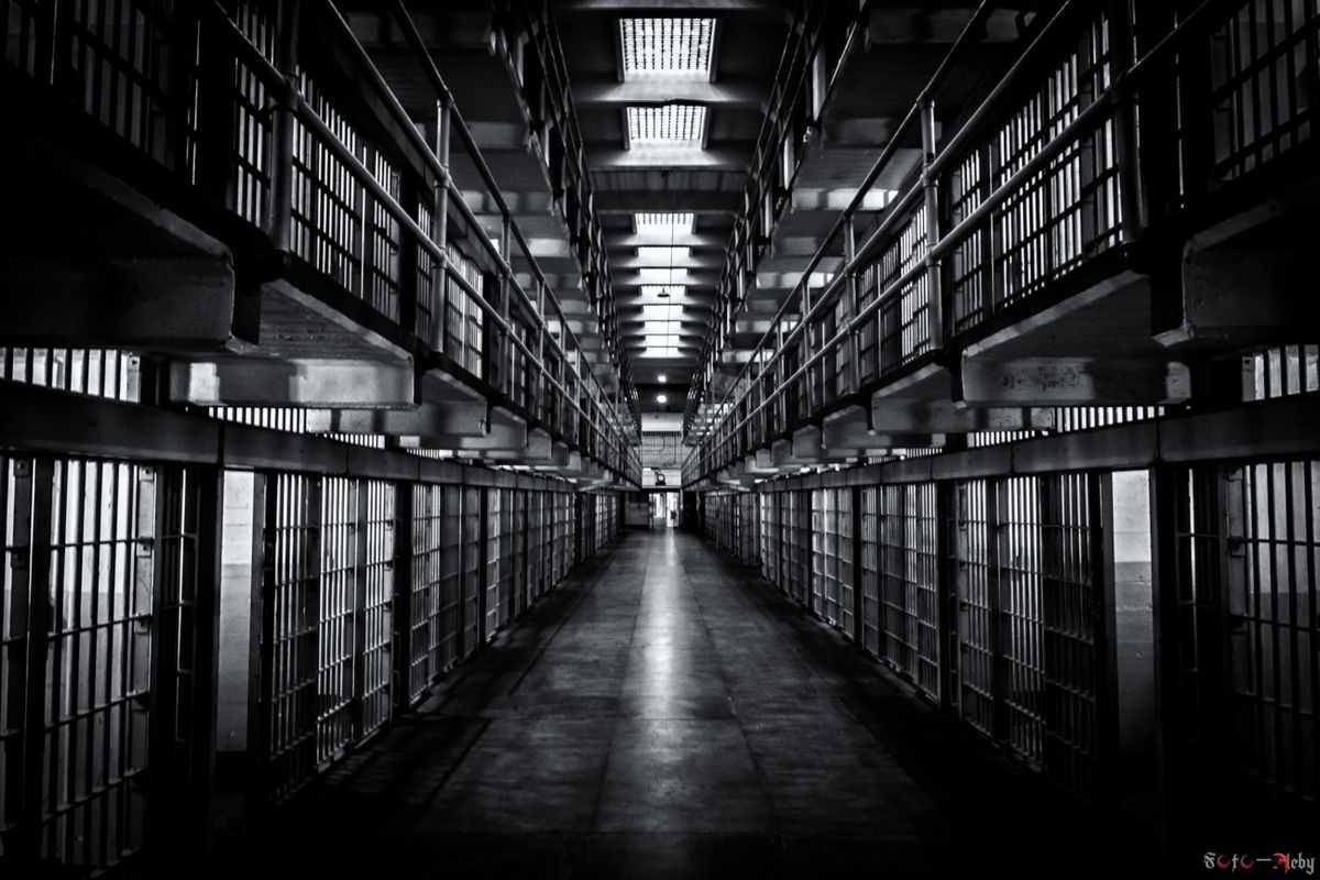 The World Famous Alcatraz prison by night! Cell Block C