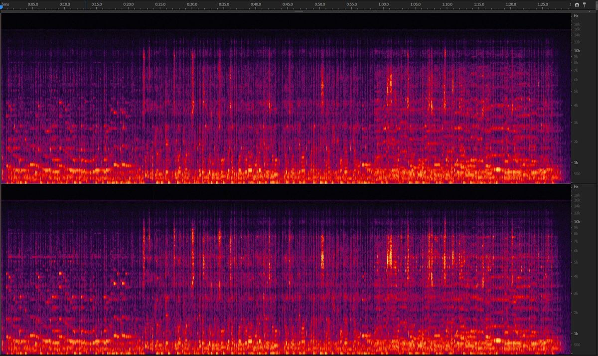 Fig 6: Frequency Spectral Signature post disconnecting and reconnecting the mains only to the AVR after 1 minute with calibration type left to Full Flat in advance